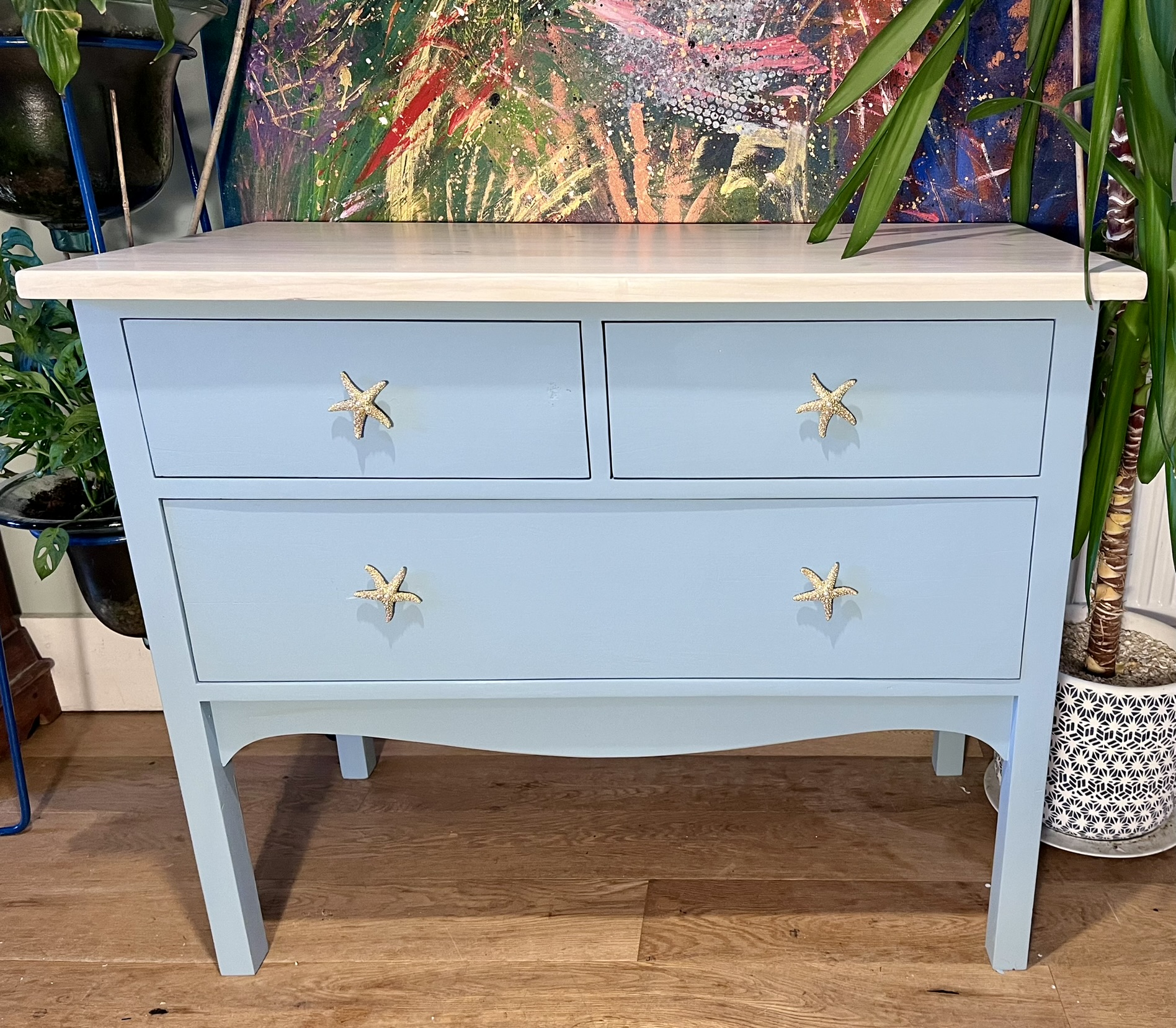 Blue Chest with Starfish Handles